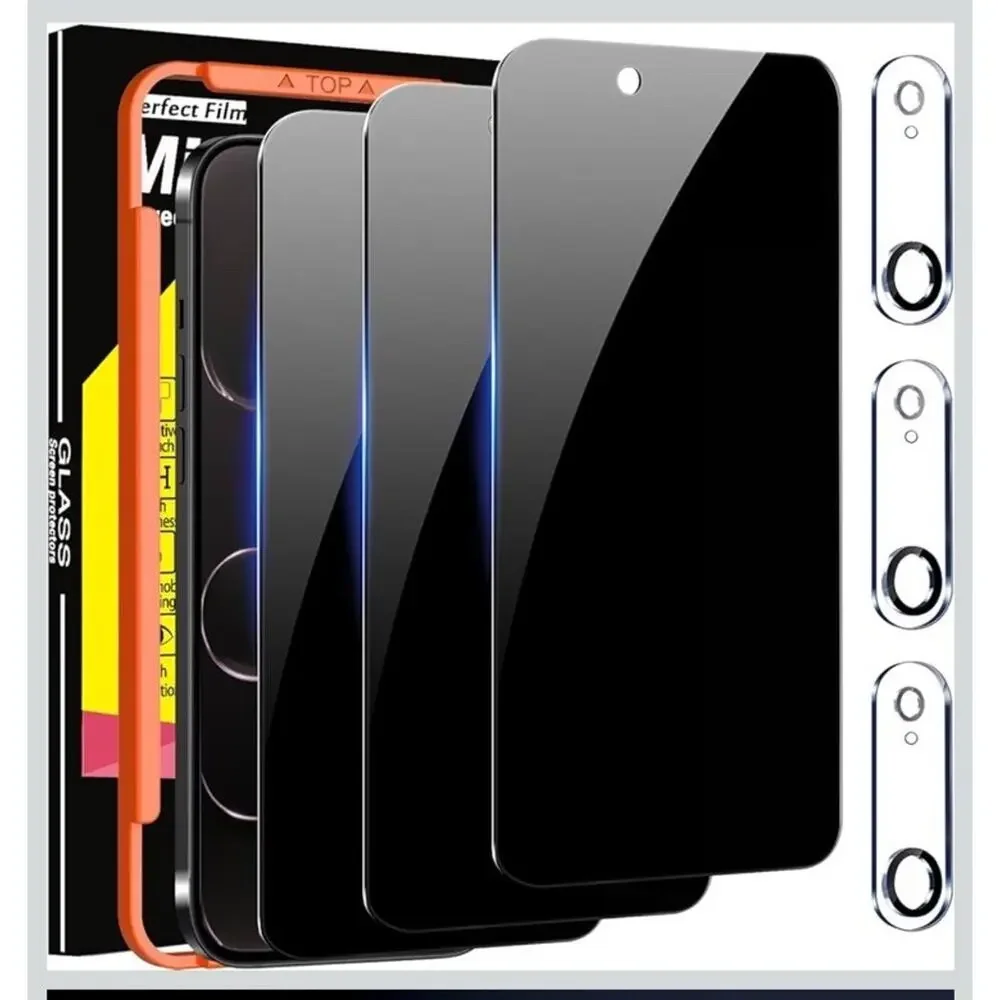 3x iPhone Air 17 Privacy Tempered Glass Screen + 3 Camera Protector 9H Fast Shi